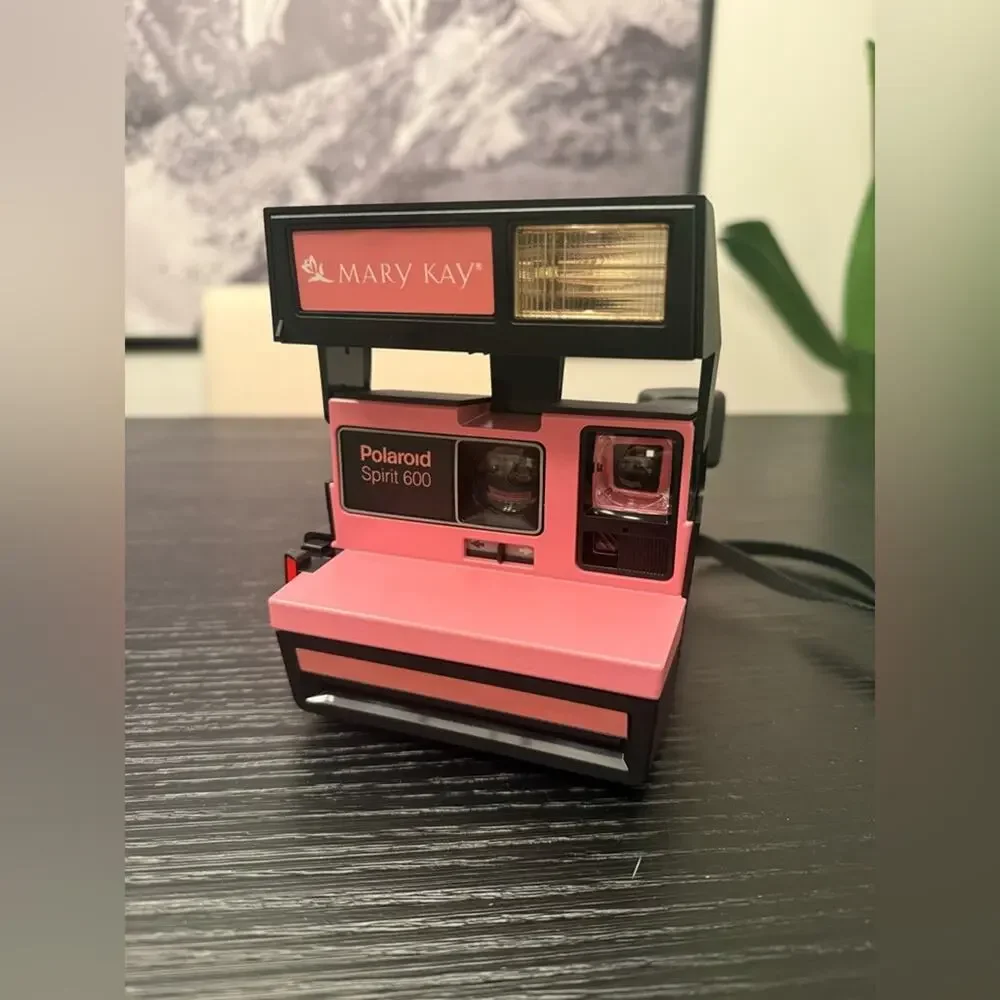 Vintage Mary Kay Polaroid Spirit 600 Black & Pink Instant Film Camera Working